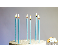Свічка з блиском,12,5 см, блакитні, 6 шт