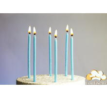 Свічка з блиском,12,5 см, блакитні, 6 шт