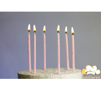 Свічка з блиском,12,5 см, рожеві, 6 шт