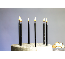 Свічка з блиском,12,5 см, чорні, 6 шт
