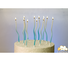 Свічки спіраль градієнт біло-блакитний  (12 шт)