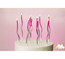 Свічки спіраль градієнт рожево-срібний (12 шт)