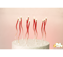 Свічки спіраль градієнт червоно-білий (12 шт)