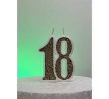 Свічка "18", Золото гліттер