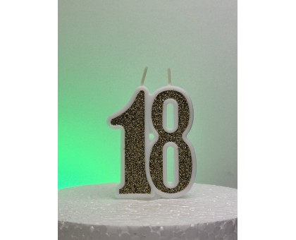 Свічка "18", Золото гліттер