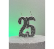 Свічка "25", Срібло гліттер