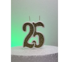 Свічка "25", Золото гліттер
