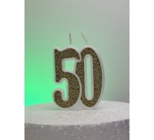 Свічка "50", Золото гліттер