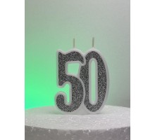 Свічка "50", Срібло гліттер