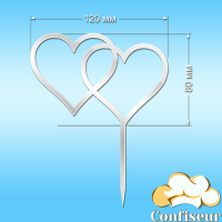 Топпер "Серця" №5 (білий акрил)