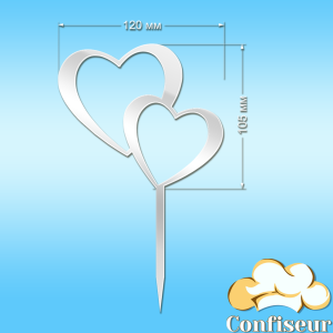 Топпер "Серця" №3 (білий акрил)