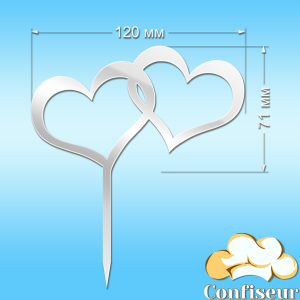 Топпер "Серця" №6 (білий акрил)