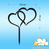 Топпер "Серця" №4 (чорний акрил)