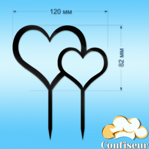 Topper "Hearts" No. 2 (black acrylic)