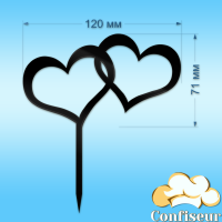 Топпер "Серця" №6 (чорний акрил)