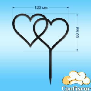 Топпер "Серця" №5 (чорний акрил) Топпер "Серця" №5 (чорний акрил)