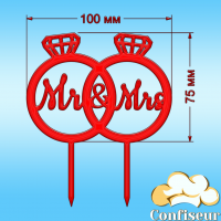 Топпер "Mr&Mrs-8" (червоний акрил)