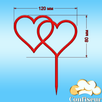 Топпер "Серця" №5 (червоний акрил)
