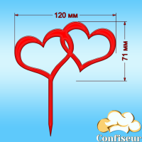 Топпер "Серця" №6 (червоний акрил)