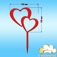 Topper "Hearts" No. 3 (red acrylic)