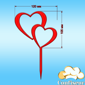 Топпер "Серця" №3 (червоний акрил)