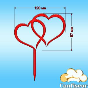 Топпер "Серця" №4 (червоний акрил)