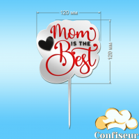 Topper "Best mom" - 3 (red, white, black acrylic)
