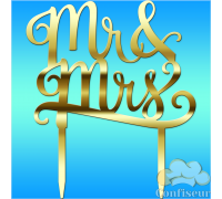 Топпер "Mr&Mrs-2" (золотий акрил)