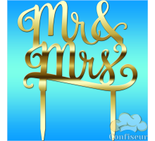 Топпер "Mr&Mrs-2" (золотий акрил)