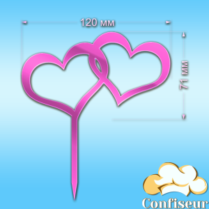 Топпер "Серця" №6 (рожевий неон акрил)