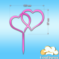 Топпер "Серця" №4 (рожевий неон акрил)