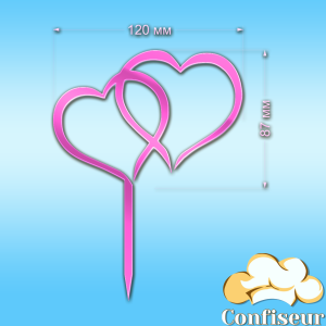 Топпер "Серця" №4 (рожевий неон акрил)