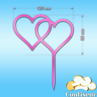 Топпер "Серця" №5 (рожевий неон акрил)