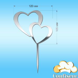 Топпер "Серця" №3 (срібний акрил)