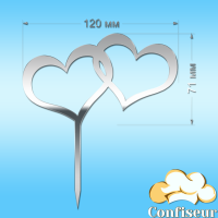 Топпер "Серця" №6 (срібний акрил)