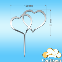 Топпер "Серця" №4 (срібний акрил)