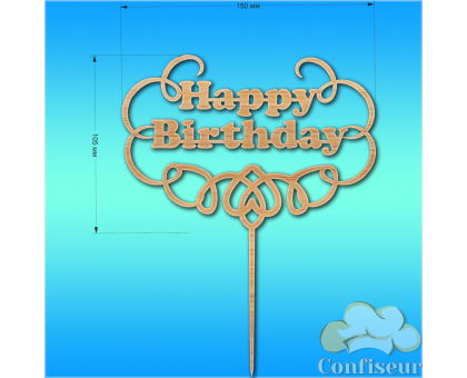 The topper is "Happy Birthday" №32 (wood)