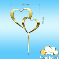 Topper "Hearts" №3 (gold acrylic)