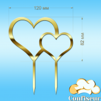 Topper "Hearts" №2 (gold acrylic)