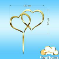 Топпер "Серця" №4 (золотий акрил)