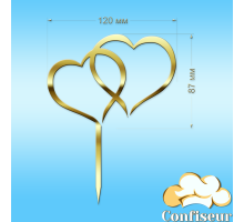 Топпер "Серця" №4 (золотий акрил)