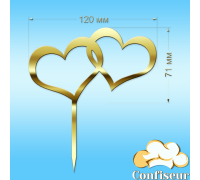 Топпер "Серця" №6 (золотий акрил)