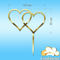 Топпер "Серця" №5 (золотий акрил)