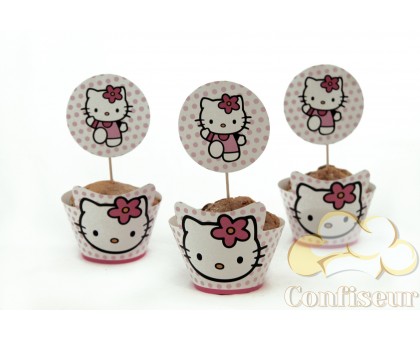Обгортки для капкейків Hello Kitty (12 штук)