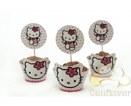 Wrappers for cupcakes Hello Kitty (12 pieces)