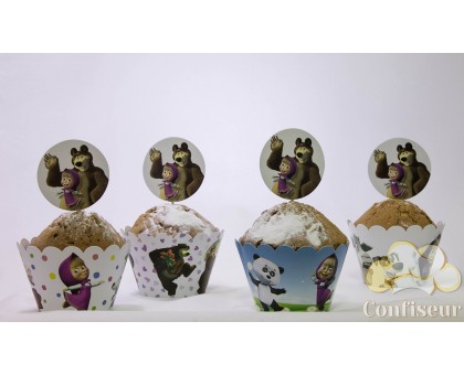 Wrappers for cupcakes Masha and the Bear (12 pieces)