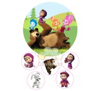 Вафельна картинка "Маша і Ведмідь + Фиксики"