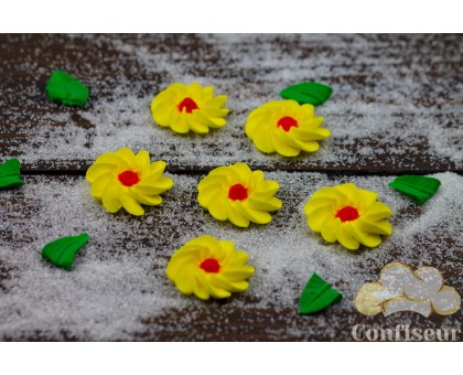 Цукрові квіти "Квітка проста жовта 3,5 см" 6 шт/уп
