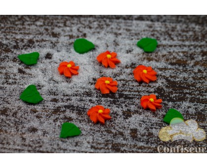Цукрові квіти "Квітка проста помаранчева 2 см" 24 шт/уп