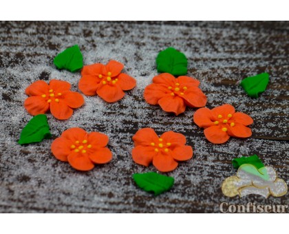 Цукрові квіти "Яблуневий колір оранжевий 4 см" 9 шт/уп